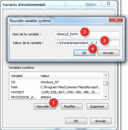 Créer la variable ORACLE_PATH
