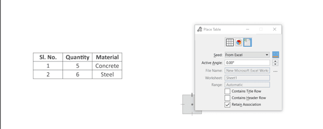 Erreur lors du placement de la table dans OpenBuildings Designer.