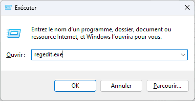 Exécuter RegEdit.exe