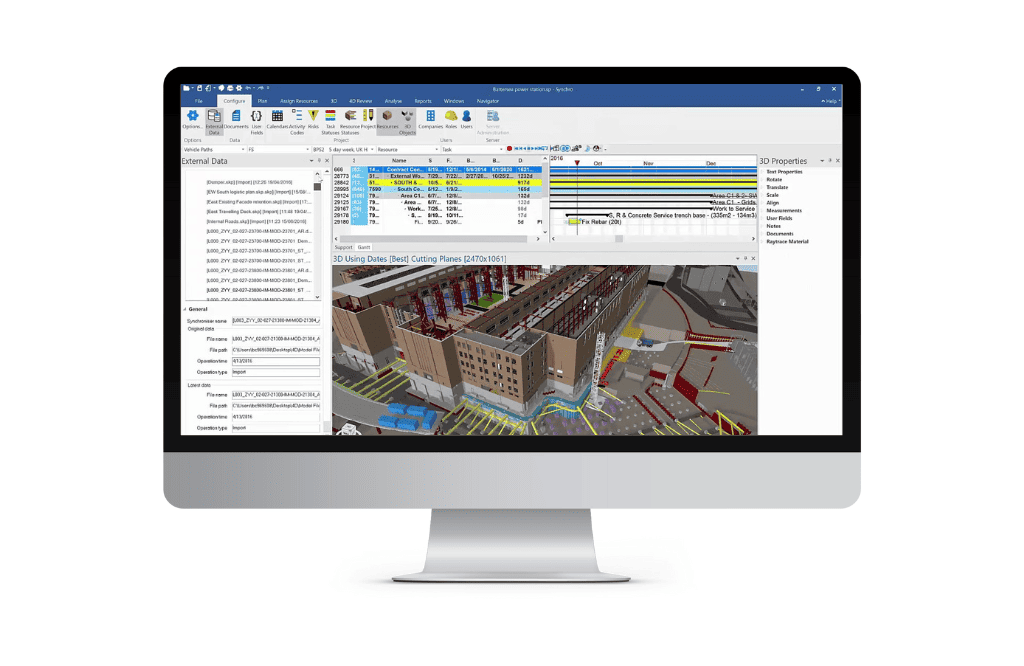 Interface SYNCHRO 4D pour la planification et la simulation de construction basée sur la maquette BIM