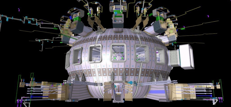 Modélisation 4D immersive du réacteur ITER pour la fusion nucléaire.