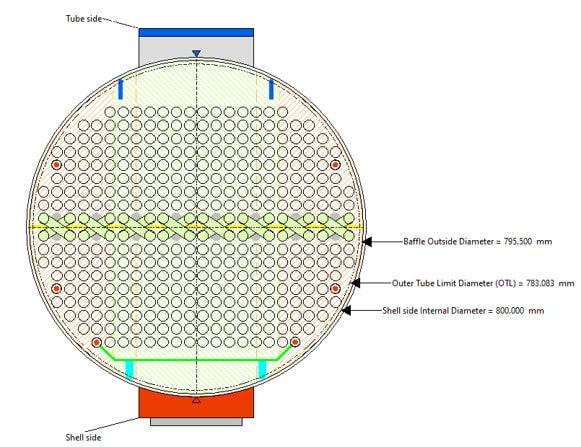 Schéma de vessel avec dimensions et composants pour AutoPIPE Vessel