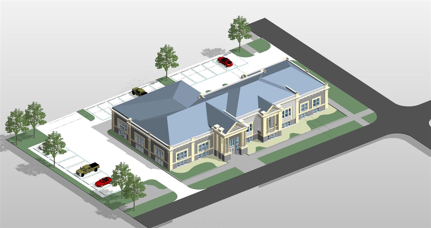 Modélisation BIM 3D d'un bâtiment réalisée avec OpenBuildings Designer