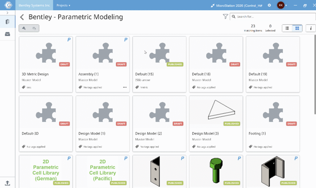Component Center 2.0 dans MicroStation : bibliothèque cloud de composants paramétriques réutilisables