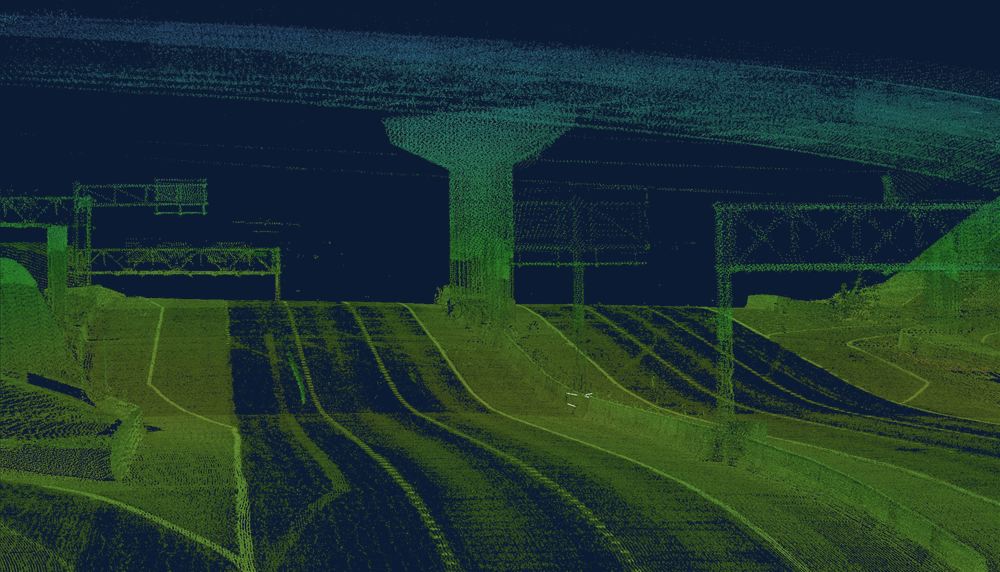 Nuage de points d'un ouvrage routier, issu de données LiDAR