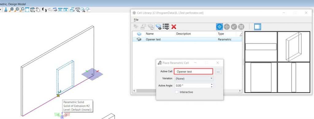 Création d'une ouverture dans un solide à l'aide de l'outil Perforateurs T&A OpenBuildings  Création d'une ouverture dans un solide à l'aide de l'outil Perforateurs