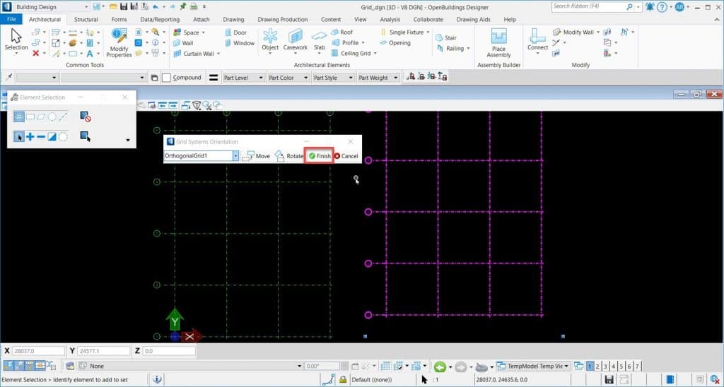 Comment déplacer/faire pivoter le système de grille de colonnes ? T&A OpenBuildings  Comment déplacer/faire pivoter le système de grille de colonnes ?
