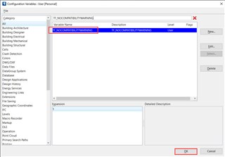 T&A OpenBuildings  Désactivation de la boîte de dialogue de la fenêtre de rétrocompatibilité dans OpenBuildings Designer