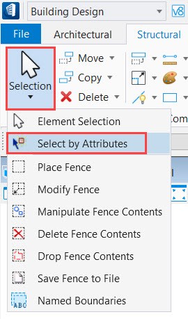 Sélection d'éléments en fonction de leurs critères DataGroup via l'outil Sélectionner par attributs T&A OpenBuildings  Sélection d'éléments en fonction de leurs critères DataGroup via l'outil Sélectionner par attributs