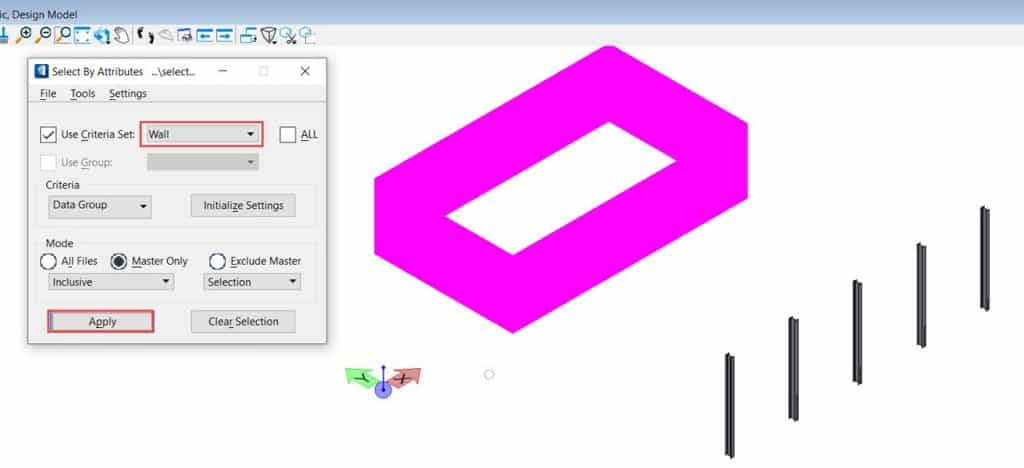 Sélection d'éléments en fonction de leurs critères DataGroup via l'outil Sélectionner par attributs T&A OpenBuildings  Sélection d'éléments en fonction de leurs critères DataGroup via l'outil Sélectionner par attributs