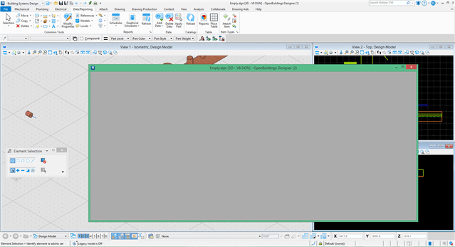 Une grande fenêtre grise s'affiche devant OpenBuildings Designer après l'ouverture T&A OpenBuildings  Une grande fenêtre grise s'affiche devant OpenBuildings Designer après l'ouverture