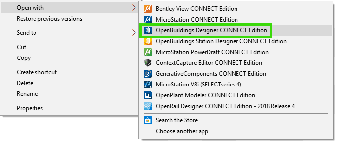 OpenBuildings Designer - Définir le mode MicroStation par défaut pour les fichiers .DGN T&A OpenBuildings  OpenBuildings Designer - Définir le mode MicroStation par défaut pour les fichiers .DGN