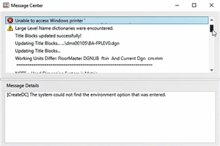 Après avoir choisi une imprimante Windows, un message d'erreur est arrivé T&A OpenBuildings  Après avoir choisi une imprimante Windows, un message d'erreur est arrivé