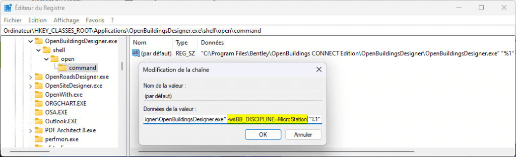OpenBuildings Designer - Définir le mode MicroStation par défaut pour les fichiers .DGN T&A OpenBuildings  OpenBuildings Designer - Définir le mode MicroStation par défaut pour les fichiers .DGN